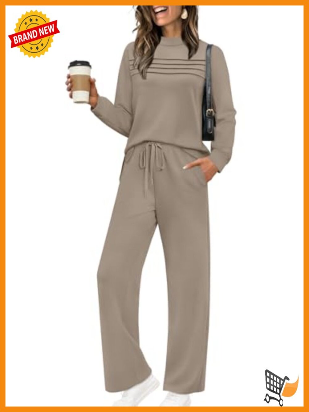 Women's 2 Piece Long Sleeve Lounge Set Wide Leg Pants
